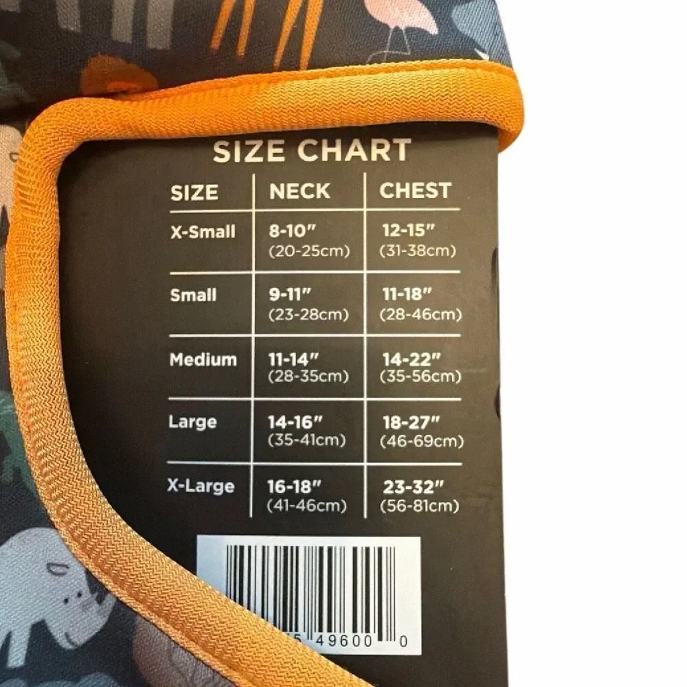 Lucky & co. reversible Dog Harness size S safari animals/ stripped orange + gray
